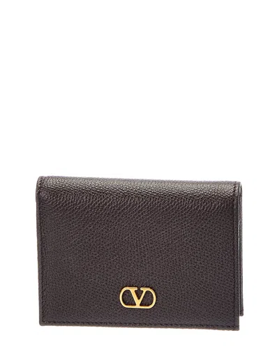 Valentino Garavani Valentino Vlogo Signature Leather Card Case In Brown