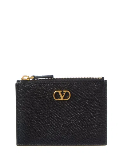 Valentino Garavani Valentino Vlogo Signature Leather Card Case In Black
