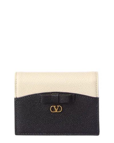 Valentino Garavani Valentino Vlogo Signature Leather Card Case In Black