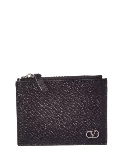 Valentino Garavani Valentino Vlogo Signature Leather Card Case In Black