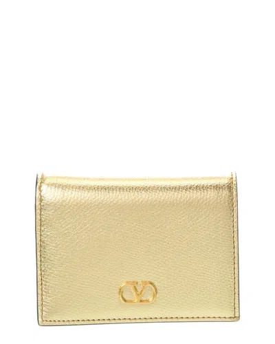 Valentino Garavani Valentino Vlogo Signature Leather Card Case In Gold