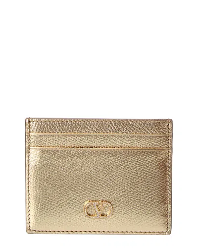 Valentino Garavani Valentino Vlogo Signature Leather Card Case In Gold