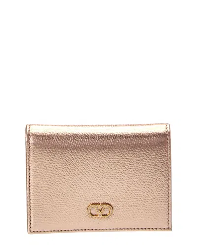 Valentino Garavani Valentino Vlogo Signature Leather Card Case In Metallic