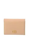 Valentino Vlogo Signature Leather Card Case In Neutral