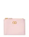 Valentino Vlogo Signature Leather Card Case In Pink