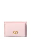 Valentino Vlogo Signature Leather Card Case In Pink