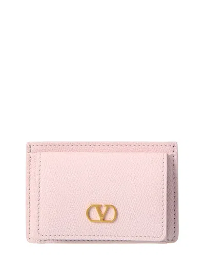 Valentino Garavani Valentino Vlogo Signature Leather Card Case In Pink