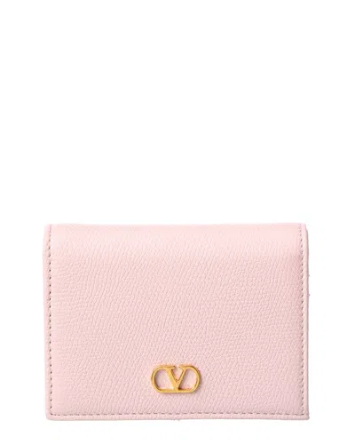Valentino Garavani Valentino Vlogo Signature Leather Card Case In Pink