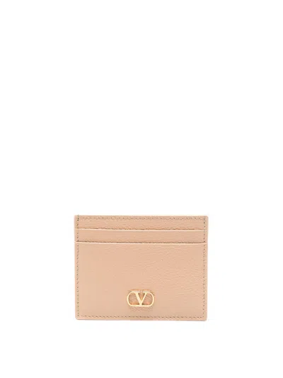 Valentino Garavani Vlogo Signature Leather Card Case In Pink