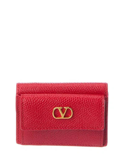 Valentino Garavani Valentino Vlogo Signature Leather Card Case In Red
