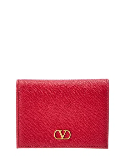 Valentino Garavani Valentino Vlogo Signature Leather Card Case In Red