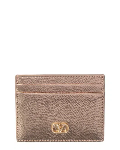 Valentino Garavani Valentino Vlogo Signature Leather Card Case In Gold