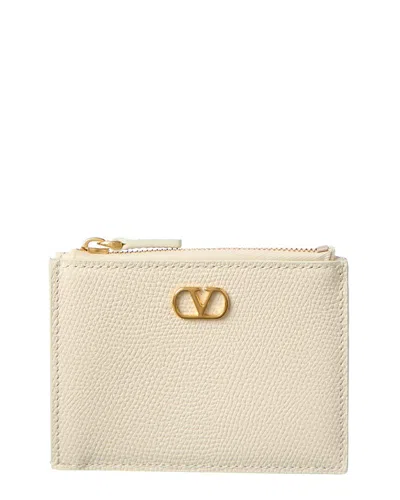 Valentino Garavani Valentino Vlogo Signature Leather Card Case In White