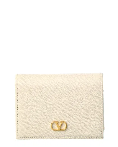 Valentino Garavani Valentino Vlogo Signature Leather Card Case In Neutral