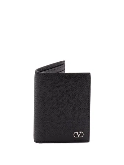 Valentino Garavani `vlogo Signature` Leather Card Holder In Black