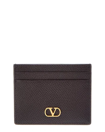 Valentino Garavani Valentino Vlogo Signature Leather Card Holder In Brown
