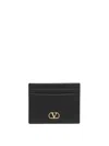 Valentino Garavani Vlogo Signature Grainy Calfskin Card Holder Woman Black Uni In Black
