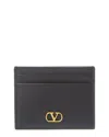 Valentino Garavani Vlogo Signature Grainy Calfskin Card Holder Woman Black Uni In Black