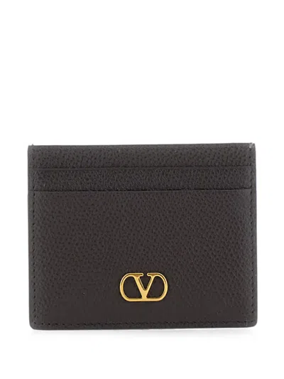 Valentino Garavani Vlogo Signature Leather Card Holder In Black