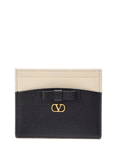 Valentino Garavani Valentino Vlogo Signature Leather Card Holder In Black