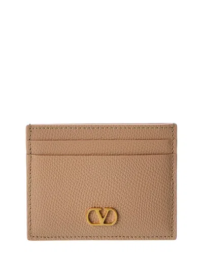 Valentino Garavani Valentino Vlogo Signature Leather Card Holder In Brown