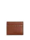 Valentino Vlogo Signature Leather Card Holder In Brown