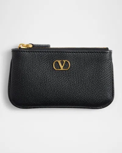 Valentino Garavani Vlogo Signature Leather Card Holder In New