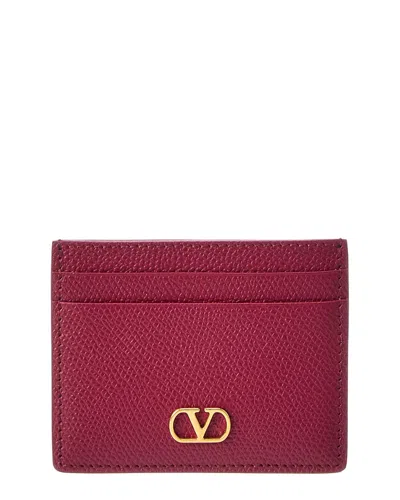Valentino Garavani Valentino Vlogo Signature Leather Card Holder In Red