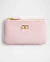 Valentino Garavani Vlogo Signature Leather Card Holder In Rose Quartz