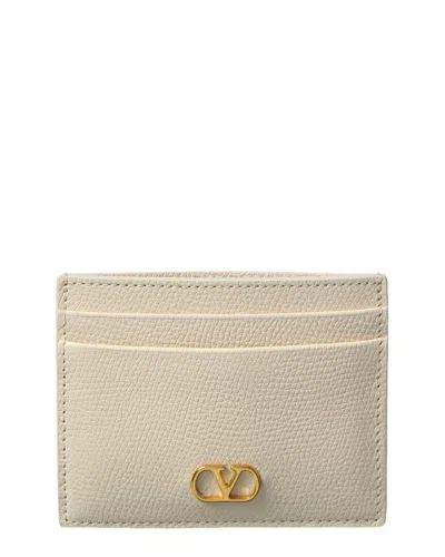 Valentino Garavani Valentino Vlogo Signature Leather Card Holder In White