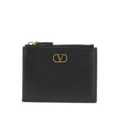 Valentino Garavani 'vlogo Signature' Leather Cardholder In Black