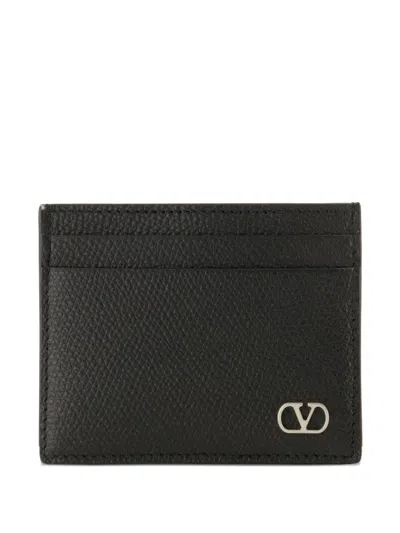 Valentino Garavani Vlogo Signature Leather Cardholder In Black