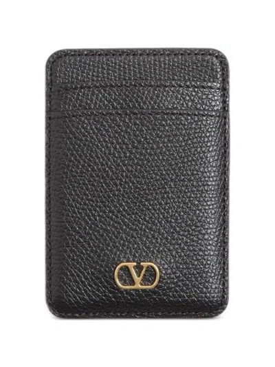 Valentino Garavani Vlogo Signature Leather Cardholder In Black