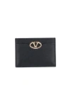 Valentino Vlogo Signature Leather Cardholder In Black