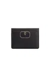 Valentino Vlogo Signature Leather Cardholder In Black