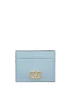 Valentino Womens Blu Porcellana Vlogo Signature Grainy Leather Card Holder In Blue
