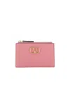 Valentino Vlogo Signature Leather Cardholder In Pink