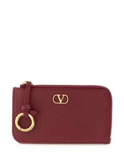 Valentino Garavani Vlogo Signature Leather Cardholder In Brown