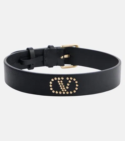 Valentino Garavani Leather Vlogo Choker In Black