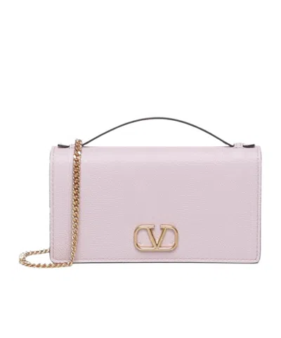 Valentino Garavani Vlogo Signature Leather Clutch Bag In Purple