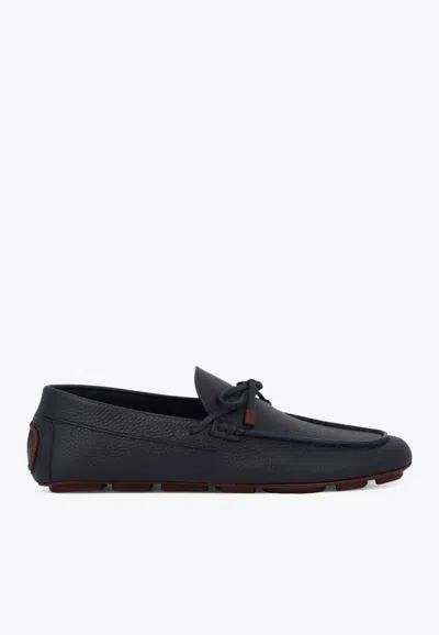Valentino Garavani Vlogo Signature Leather Driving Shoes In Blue
