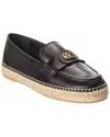 Valentino Vlogo Signature Leather Espadrille In Black