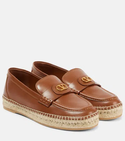 Valentino Garavani Vlogo Signature Leather Espadrilles In Brown