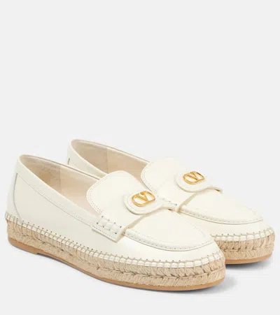 Valentino Garavani Vlogo Signature Leather Espadrilles In Ivory/multi