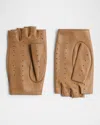 Valentino Garavani Vlogo Signature Leather Fingerless Gloves In 9m9 Light Camel Marrone Oro