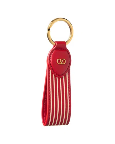 Valentino Garavani Valentino Vlogo Signature Leather Keychain In Red
