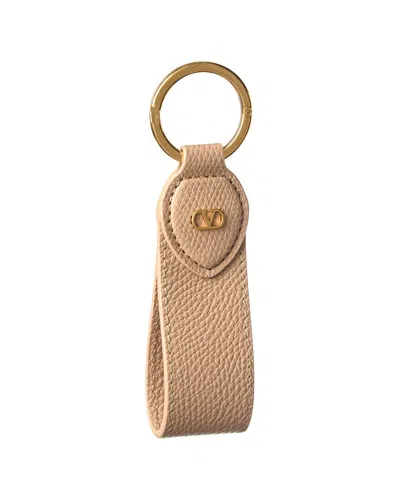 Valentino Garavani Valentino Vlogo Signature Leather Keychain In Brown