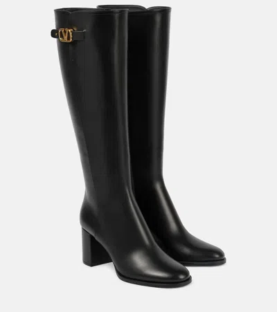 Valentino Garavani Stiefel Vlogo Signature Aus Leder In Schwarz
