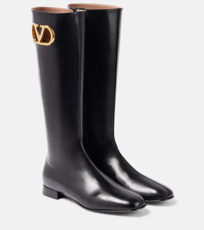 Valentino Garavani Vlogo Tall Medallion Rain Boots In Black