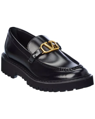 Valentino Garavani 40mm Vlogo Leather Loafers In Black